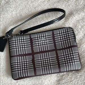 Coach Black and White Checkered Wristlet